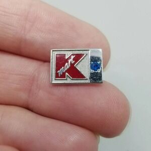 Vintage Kmart Employee Service Award Lapel Pin Blue Rhinestone Retail History